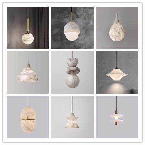 热销现代简约全铜西班牙云石卧室床头灯设计师款餐厅云石吊灯