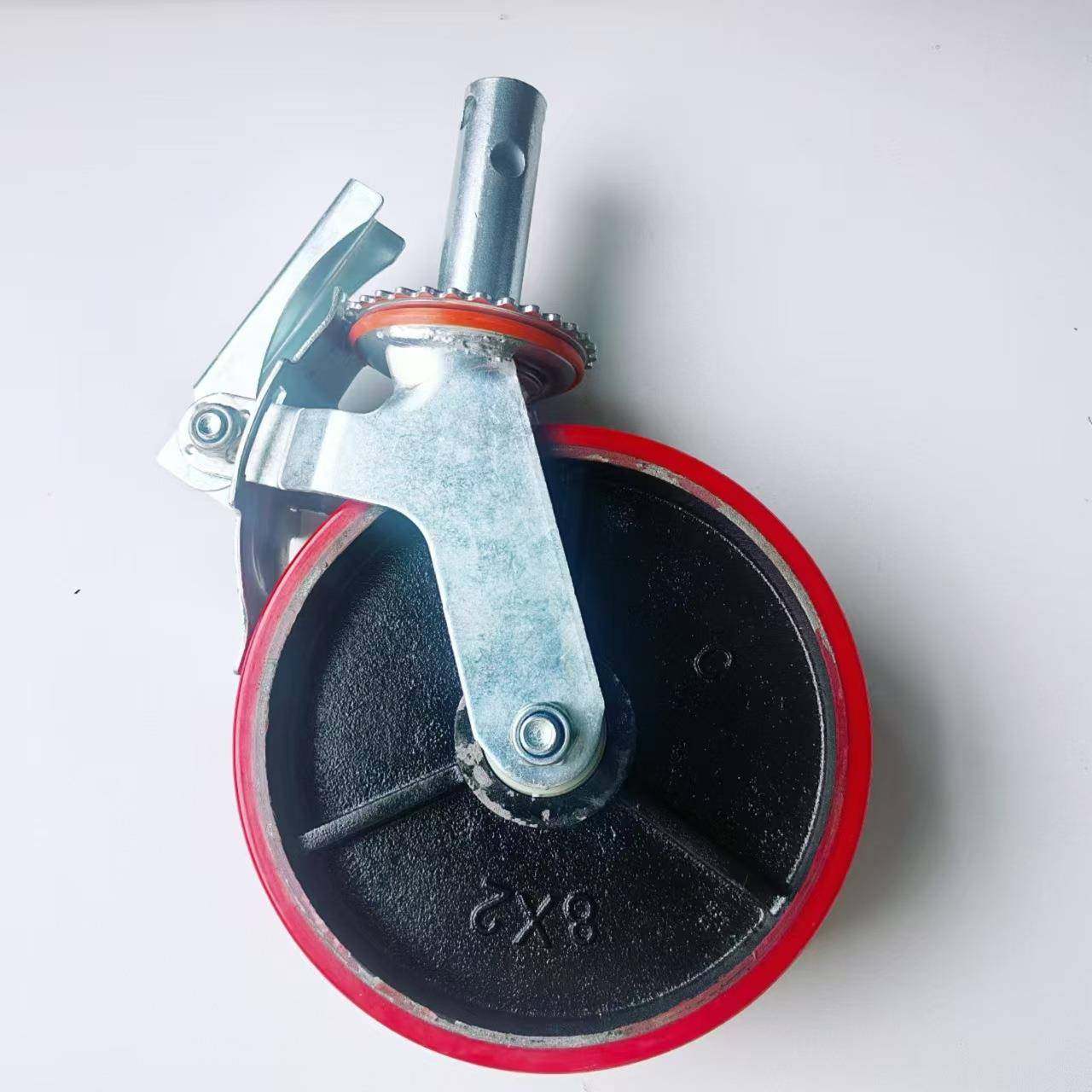 重型脚手架6寸8寸铸铁芯聚氨酯轮工地重型用轮鹰架万向轮