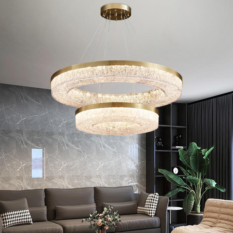 后现代客厅主灯简约卧室餐厅灯具极简大气圆环形高端全铜轻奢吊灯