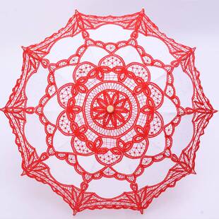 工艺钩花蕾丝伞婚庆装饰洋伞摄影拍照道具棉布刺绣工艺伞新娘伞