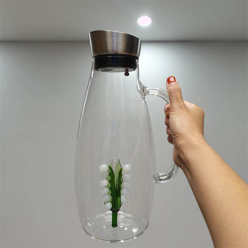 创意家用办公室高硼硅冷水壶高颜值立体造型植物铃兰杯新款套装