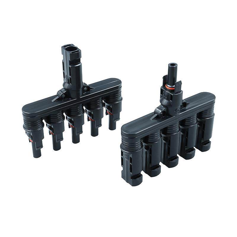 T型H型6通5汇1光伏连接器PPO塑胶材质25年使用寿命