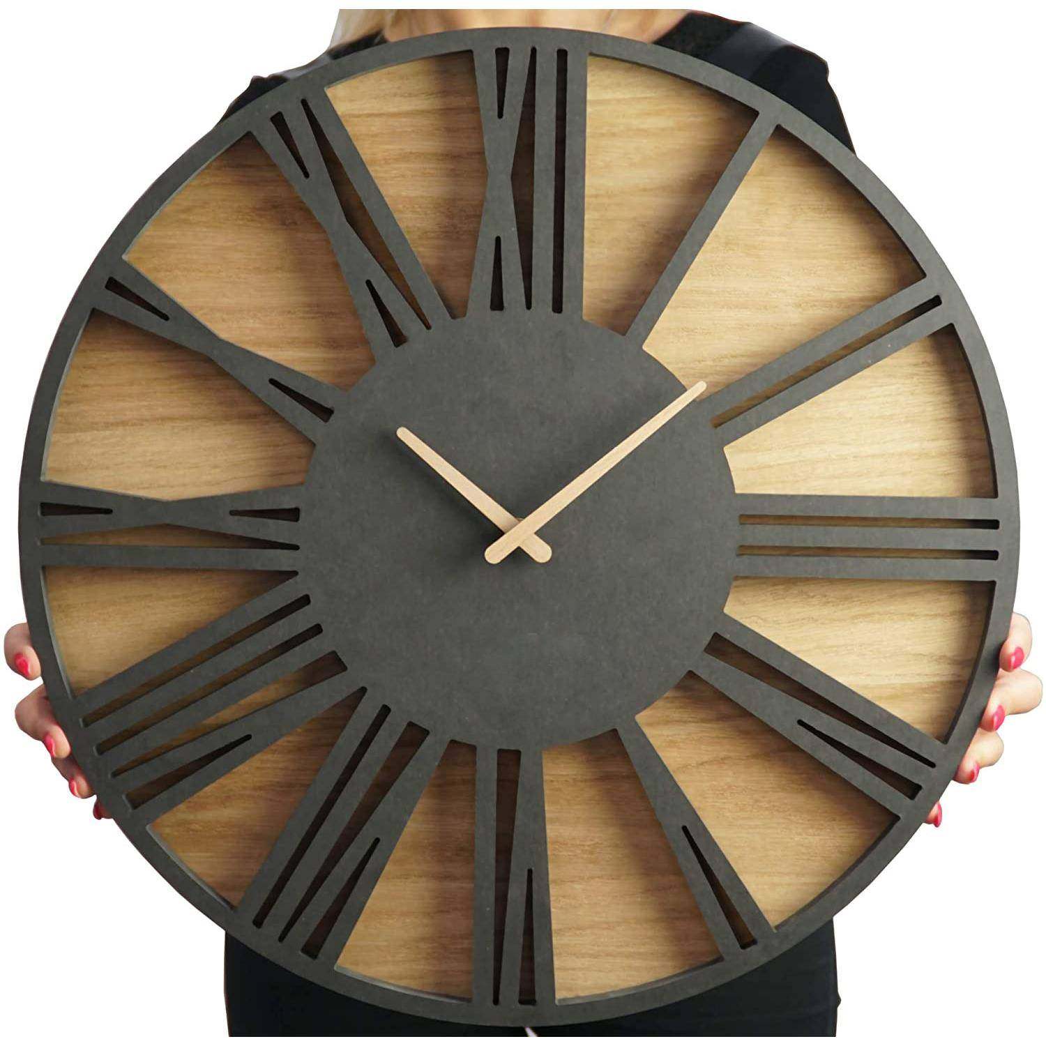 欧式热卖挂钟客厅wallclock创意复古木质石英静音钟表