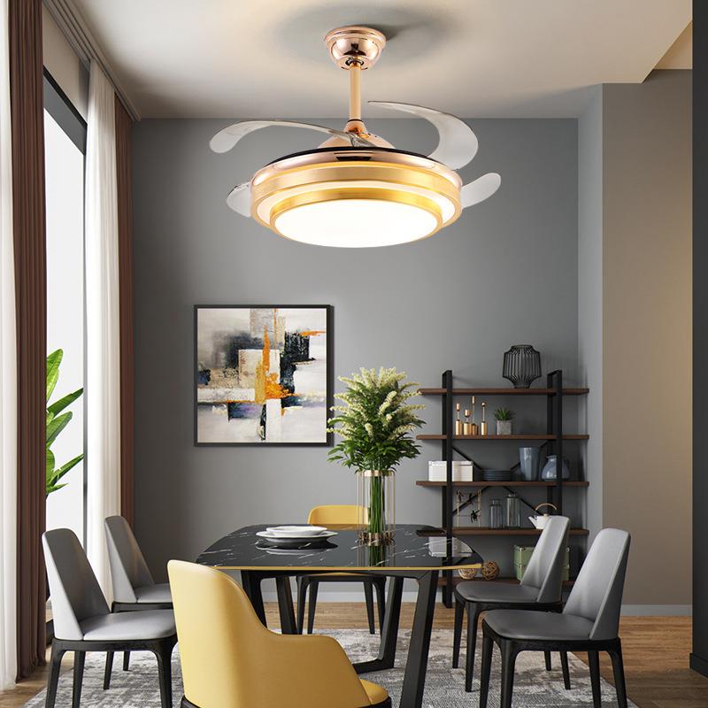 客厅灯带风扇吊灯现代简约家用电风扇灯卧室隐形吊扇餐厅灯具饭厅
