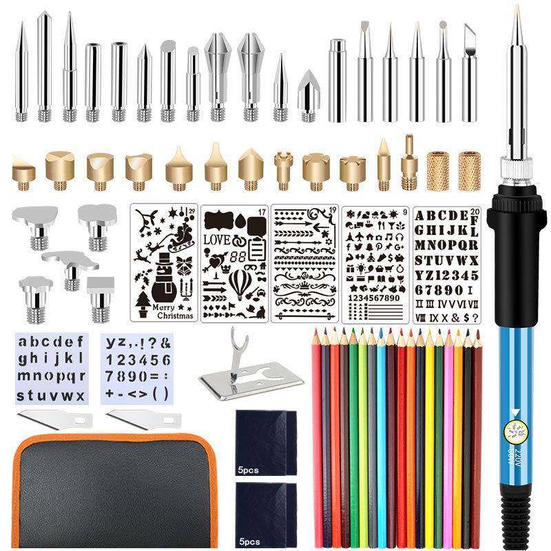 28件套烙画笔套装烙画咀雕刻调温烙铁套装烙画机工具电焊笔