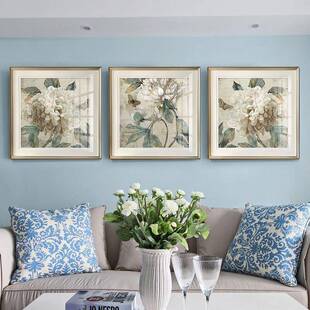 【折扣价】美式乡村花卉装饰画客厅挂画简美法式轻奢新古典卧室床