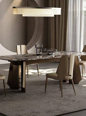 【折扣价】TAZA意式天然奢石长餐桌别墅大平层全屋大理石轻奢餐桌