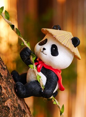攀登熊猫侠客爬墙壁挂件幼儿园庭院攀登户外管道装饰花盆花园摆件