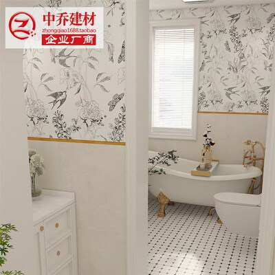 全瓷柔光法式奶油花砖400x800卫生间墙砖复古背景墙花片浴室瓷砖