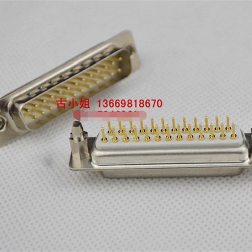 DP25车针实芯镀金母头连接器D-SUB插头插座DB25芯母座180度直插式