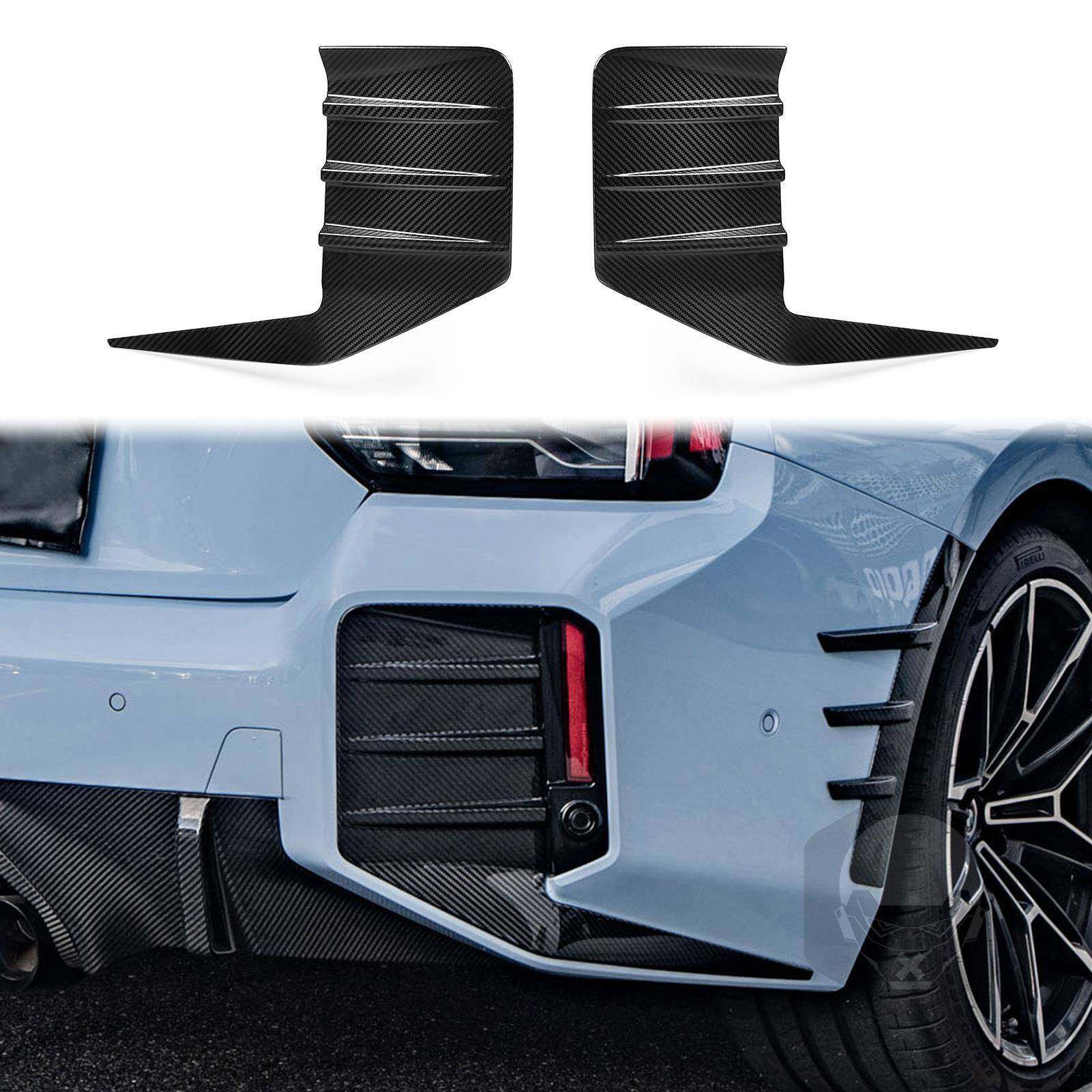 适用于宝马M2G87真碳纤维后杠扰流风口装饰贴汽车外饰改装配件