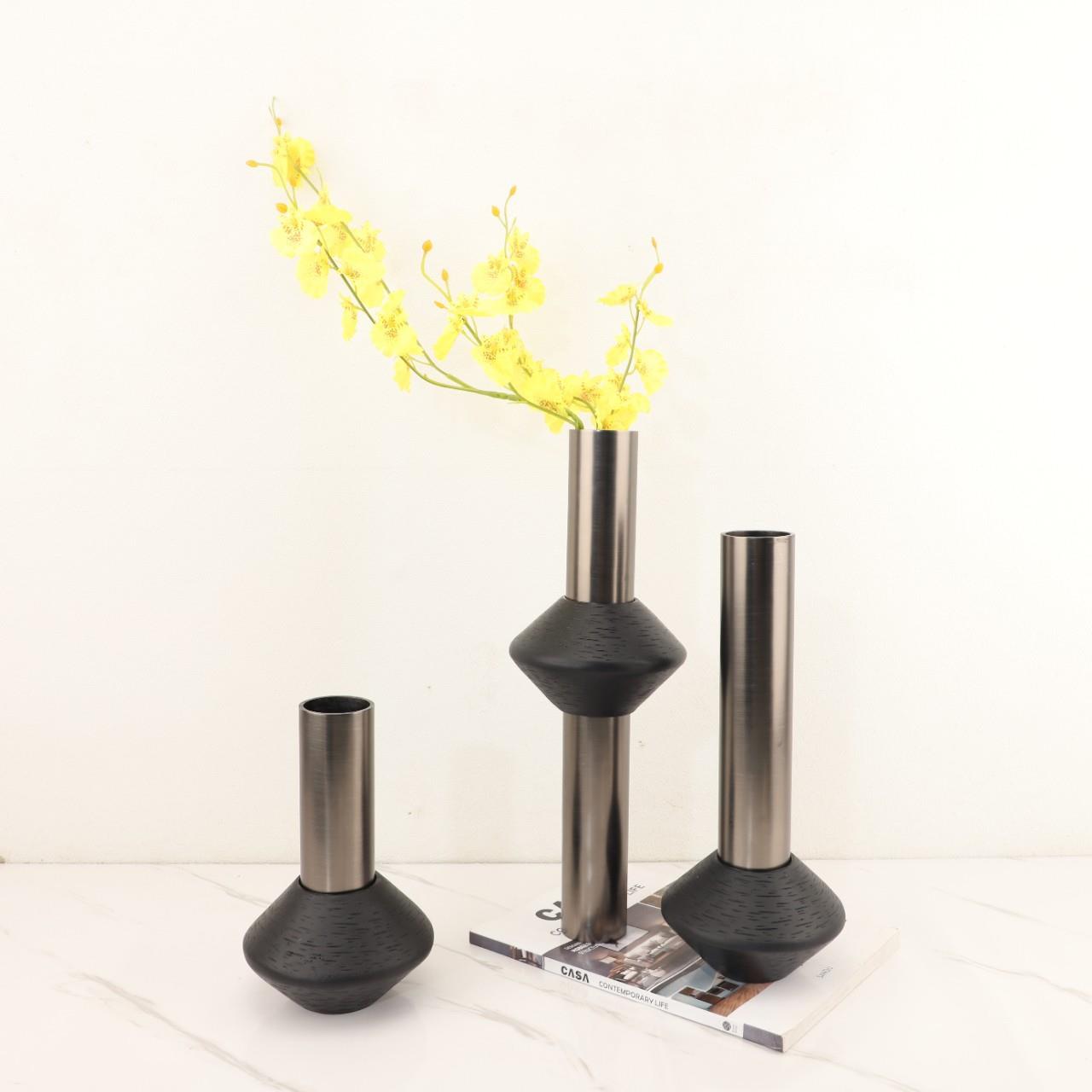 北欧创意树脂金属套环花器摆件玄关茶几电视柜客厅样板房家居饰品