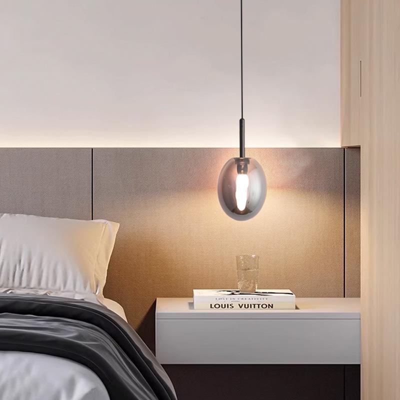 现代简约床头小吊灯卧室高级感意式极简玻璃新款装饰吊线灯具
