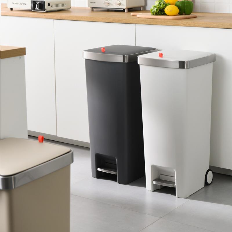 垃圾桶带盖脚踩带轮大号卫生桶大容量公共场所防臭高端垃圾桶