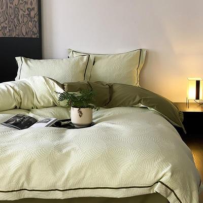 轻奢高级感60支四件套全棉100纯棉长绒棉绿色床单被套现代高端床