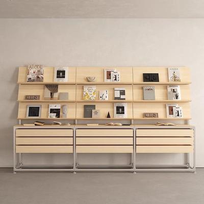 桦木海洋板铝型材展示架货架收纳展览书架工业风文件抽屉陈列样品