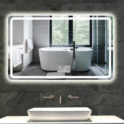 卫生间带灯化妆高雾LED触摸屏智能显示洗漱台防雾浴室镜子