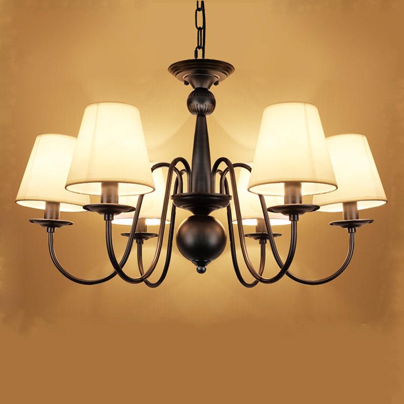 美式吊灯简约现代乡村客厅灯地中海欧式复古铁艺餐厅卧室6头灯具