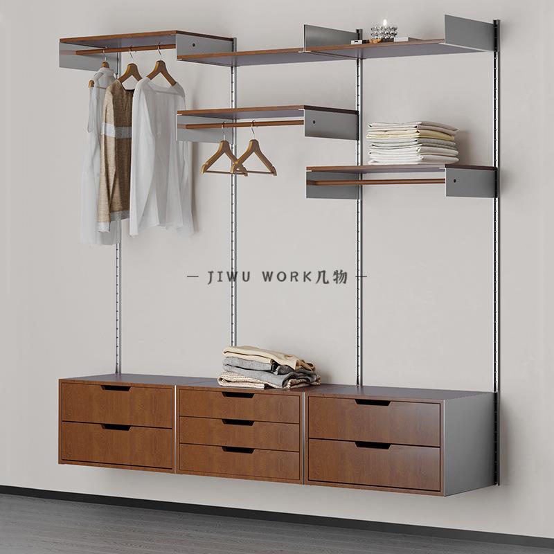 墙面收纳系统墙上轨道书架壁挂书柜中古洞洞板置物架开放式衣帽架