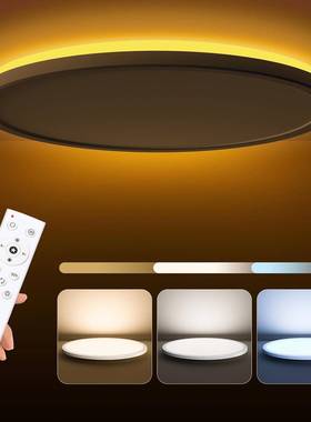 热卖琥珀色背光圆形吸顶灯智能无极调光金黄色背光吸顶灯
