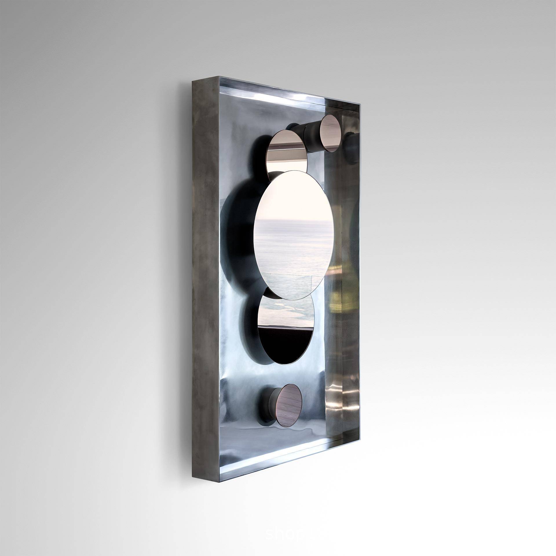 简约镜面金属实物立体挂画设计师别墅样板间装饰画不锈钢镜面实物