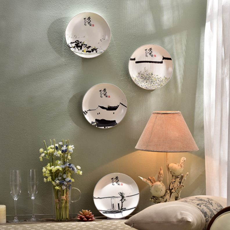 新中式立体壁挂饭店挂件挂墙面墙上装饰品山水画墙饰盘餐厅办公室图片