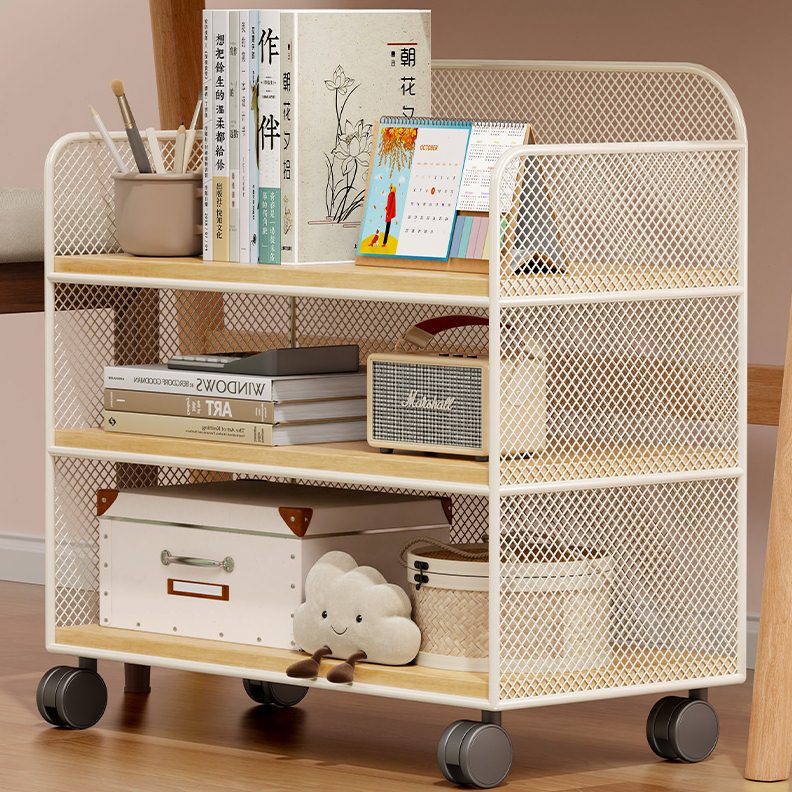带小收纳架轮置物架小推车架子儿童书架落地家用多层书柜桌下简易