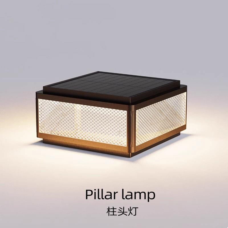 太阳能柱头灯户外庭院灯新中式防水别墅围墙花园立柱子灯门柱灯