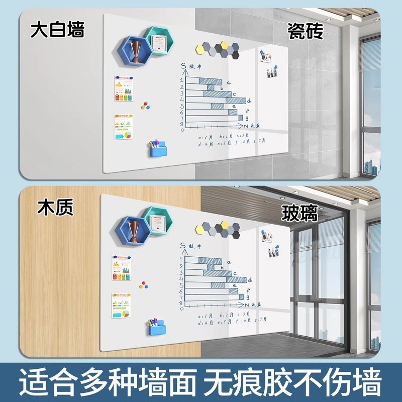 可以贴在墙上的黑板白板墙贴可移除磁性办公室儿童画板不伤墙磁吸