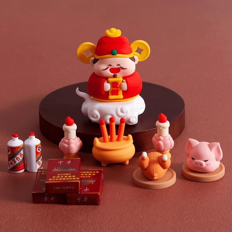 财神爷小摆件办公室工位桌面装饰招财装饰品家用车载饰品生日礼物