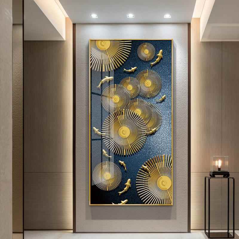网红代轻奢铝合现金招财鹿象户玄关装饰画入客厅酒店走廊过道抽挂图片