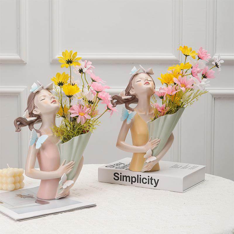 北欧捧花女孩花瓶艺术摆件餐桌插花玄关电视柜创意家居装饰品,机械设备,其他机械设备,淘宝优惠券,粉丝福利购,淘宝优惠卷