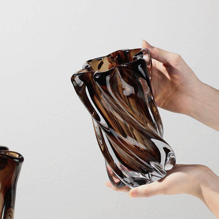 现代轻奢创意咖色玻璃花瓶摆件样板间客厅玄关水培花器高级感摆件,机械设备,其他机械设备,淘宝优惠券,粉丝福利购,淘宝优惠卷