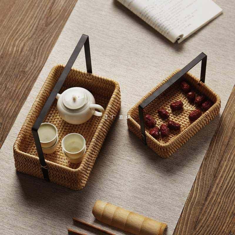 新中式越南藤编铁艺提篮茶点果盘面包水果篮桌面收纳筐复古托,机械设备,其他机械设备,淘宝优惠券,粉丝福利购,淘宝优惠卷