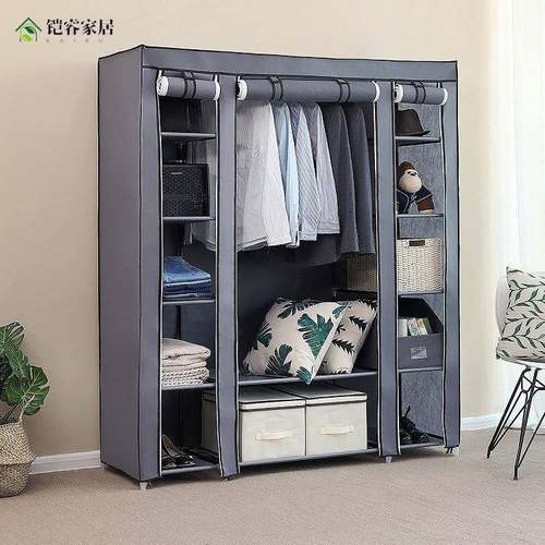 外贸衣柜布衣柜现代简约钢管加粗加固收纳布艺出租房子家用挂衣橱
