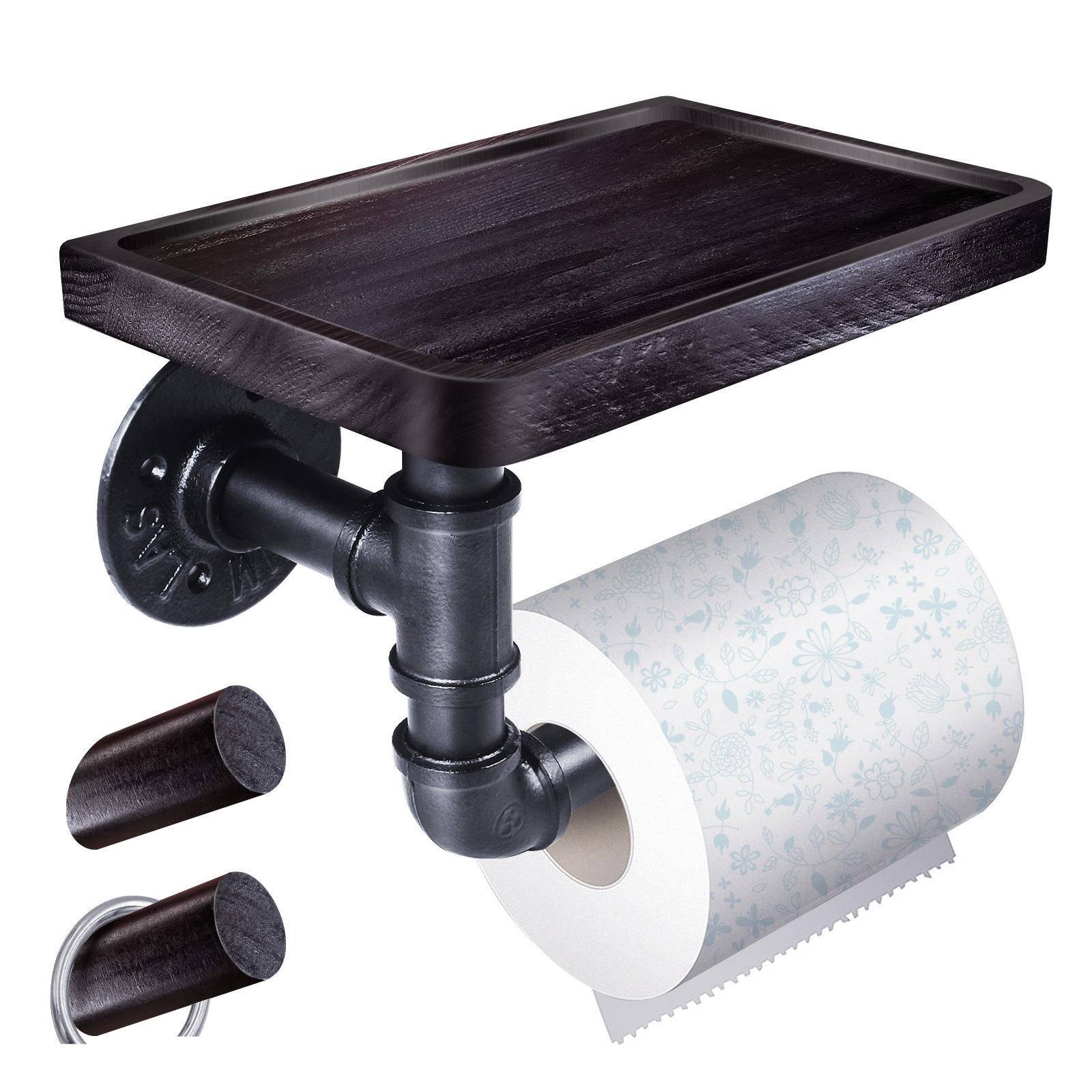 loft工业风复古一字层板隔板墙上实木置物架壁挂纸巾架