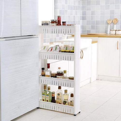 厨房缝隙置物架带轮可移动卫生间收纳架冰箱外侧边置物架窄型推车