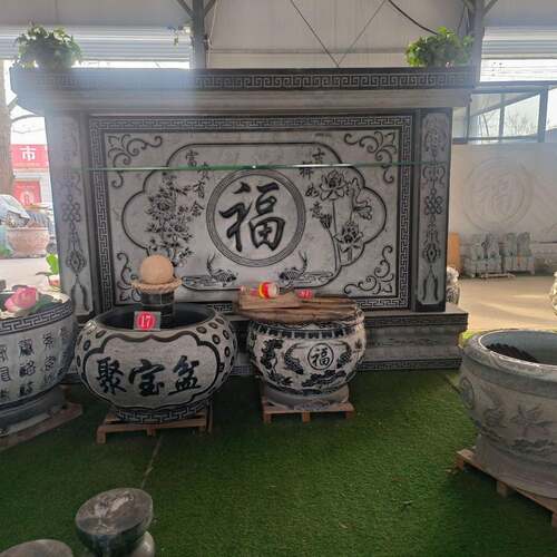 中式仿古青石浮雕福字影壁墙庭院摆件浮雕壁画玄关福字花鸟迎门墙