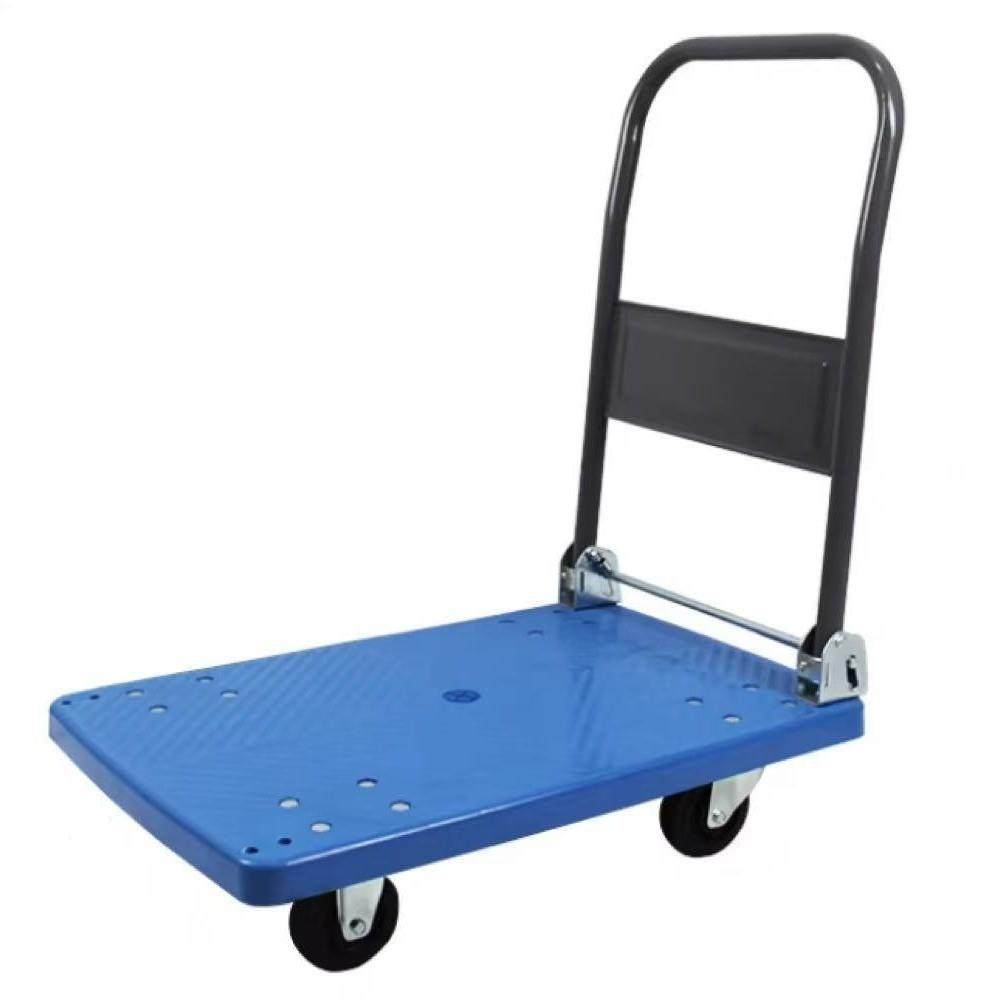 塑料材质平板车可折叠静音手推车物流搬运车超市仓库拉货工具车大