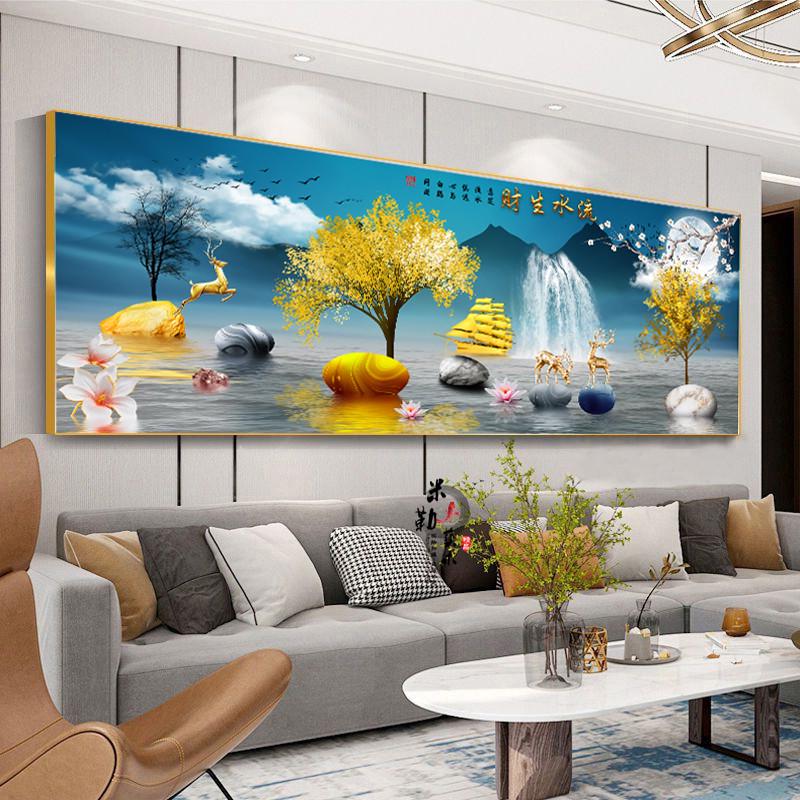 大气高档客厅装饰画简约现代风景画卧室单幅挂画墙壁画晶瓷镶钻画图片