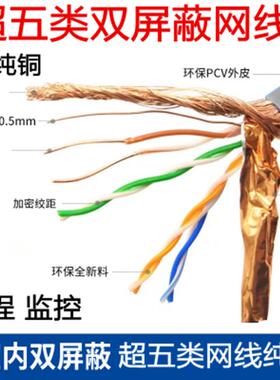 安普兴发超五类双屏蔽抗干扰全铜/纯铜网线CAT5e双绞网络线300米