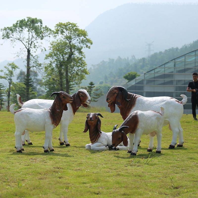 仿真波尔羊雕塑户外玻璃钢园林庭院景区景观草坪美陈装饰品摆件