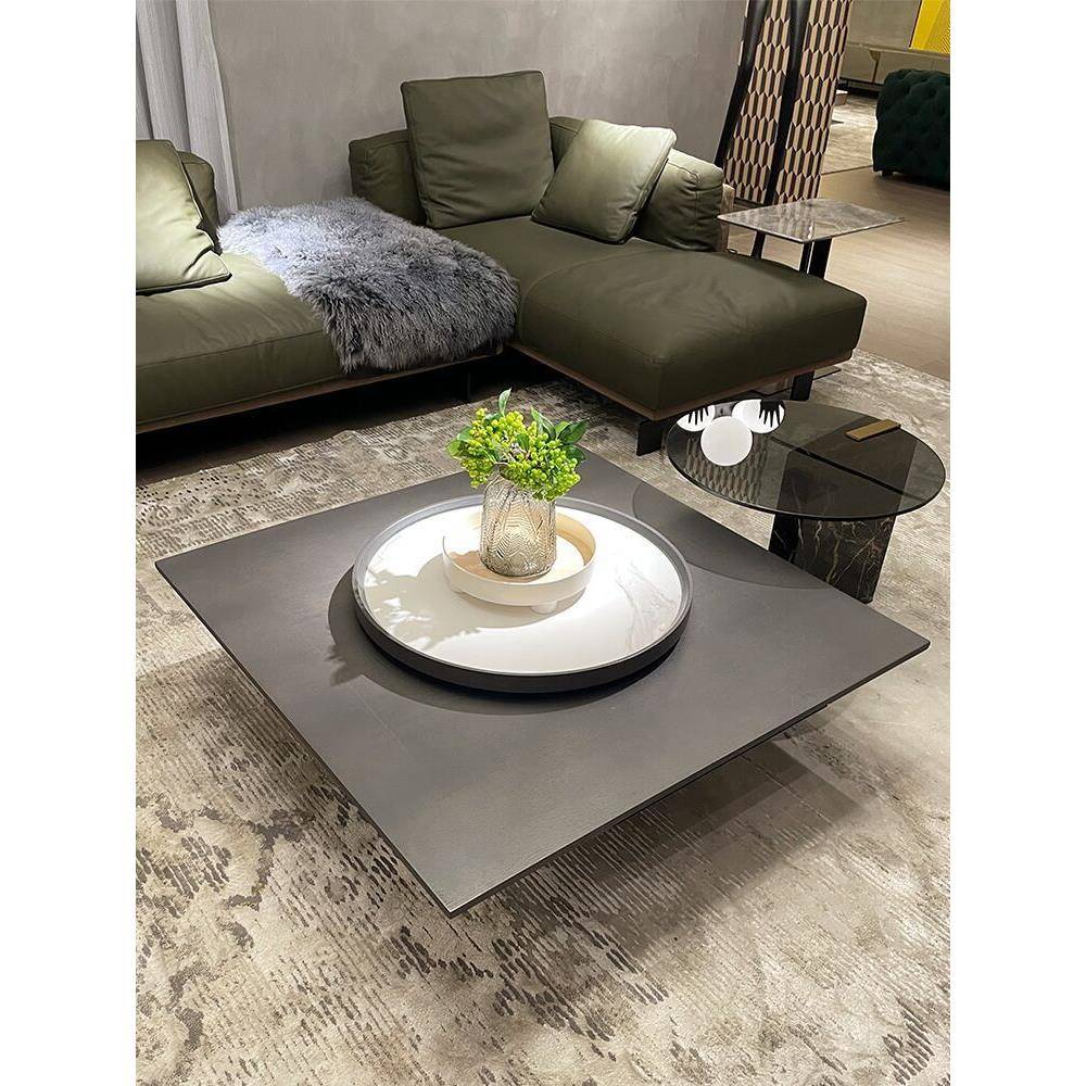 意式轻奢风小户型北欧极简岩板方形茶几电视柜组合客厅家用高级感