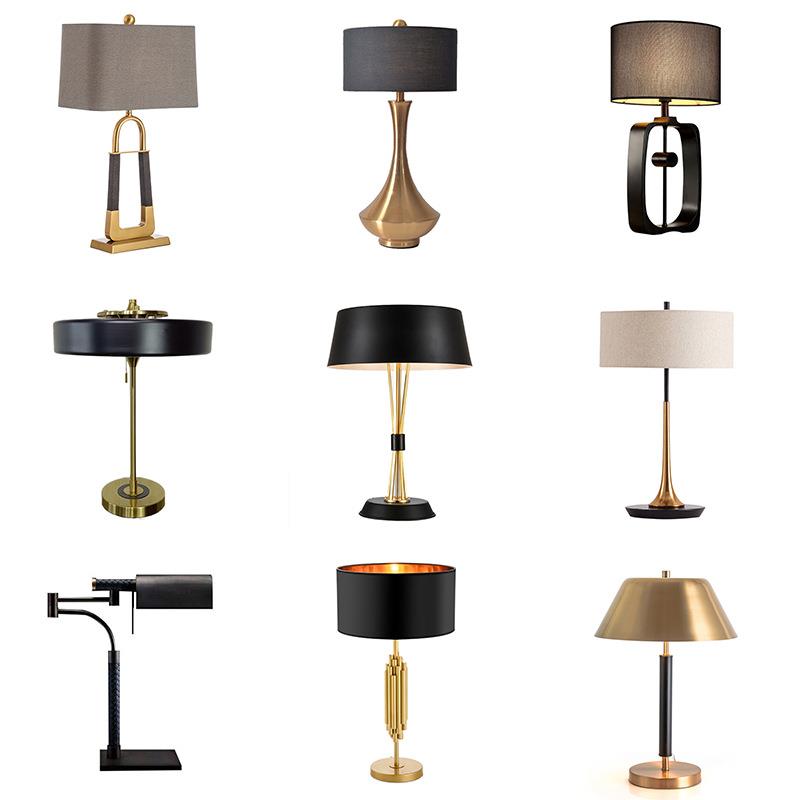 美式台灯现代简约卧室床头柜灯客厅沙发金属台灯玄关枝形家用台灯