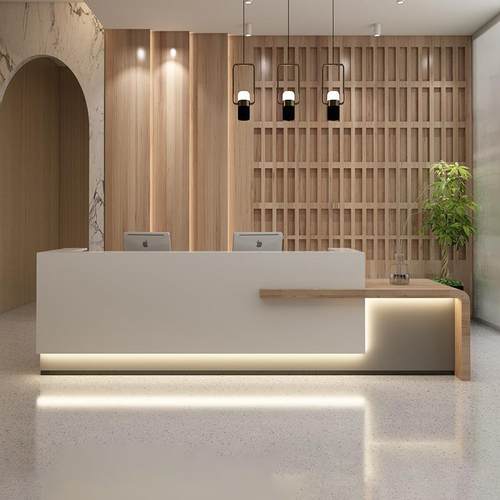 烤漆前台接待台现代简约公司美容院服务工作咨询台办公吧台桌