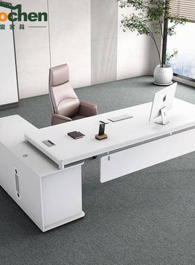 白色老板办公桌简约现代总裁桌经理桌主管桌单人办公桌办公室家具