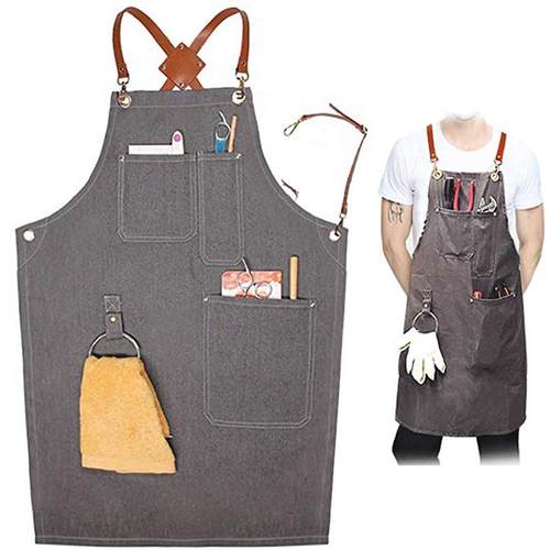 牛仔围裙防水防污厨房烧烤工作围裙园艺画画厨师油漆师围裙