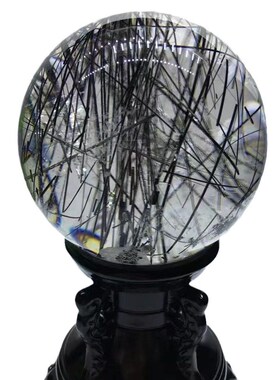 高档黑发晶球矿物晶体乔迁送礼家居生活客厅摆件水晶收藏品观直销