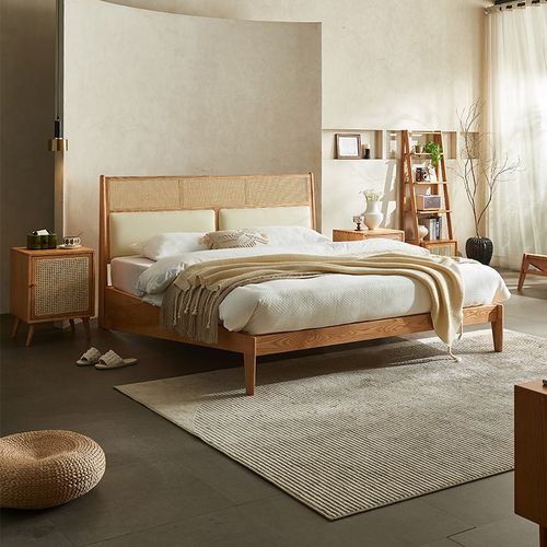 藤编匠师日式全实木藤编床现代简约1.8米大床1.5米主卧藤编双人床