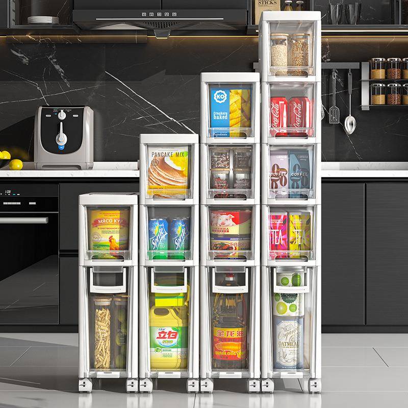 RKT4夹缝收纳柜厨房储物柜多功能抽屉式置物架夹缝柜卫生间缝隙柜